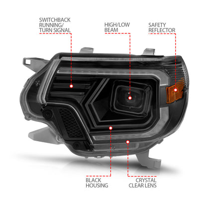 ANZO 12-15 Toyota Tacoma Projector Headlights - w/ Light Bar Switchback Black Housing 111556 111556 User 6