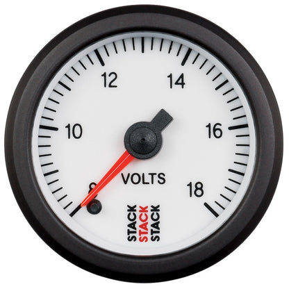 Autometer Stack 52mm 8-18V Pro Stepper Motor Battery Voltage Gauge - White ST3366 ST3366 Photo - Primary
