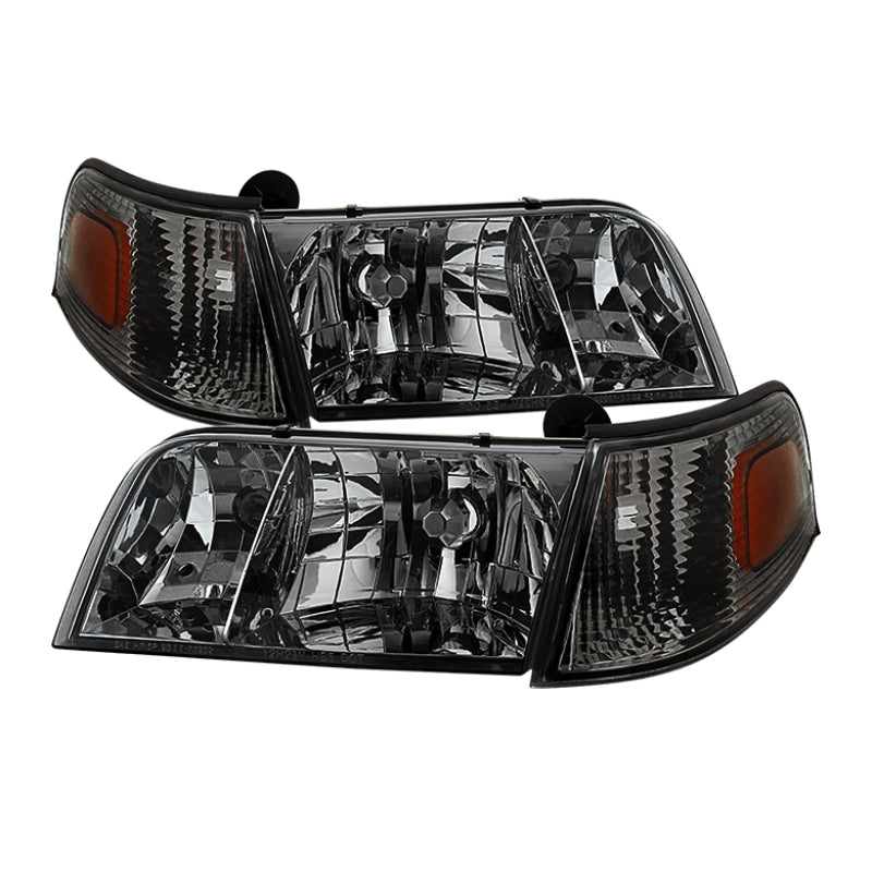 SPYDER Xtune Crown Victoria 98-11 Crystal Headlights w/ Corner Lights Set Smoked HD-JH-CRVI98-SET-SM 9031045 9031045 Photo - Primary