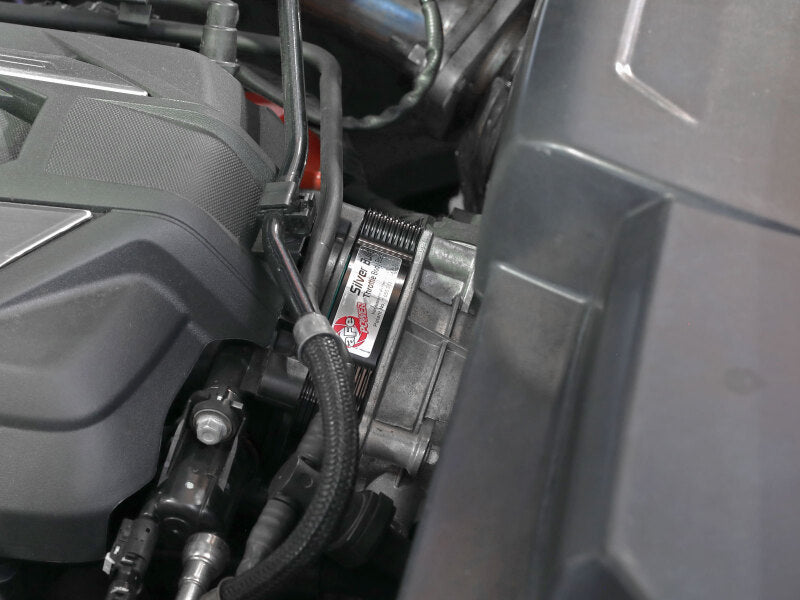 aFe 2020 Vette C8 Silver Bullet Aluminum Throttle Body Spacer / Works With aFe Intake Only - Black 46-34023B 46-34023B Photo - Mounted
