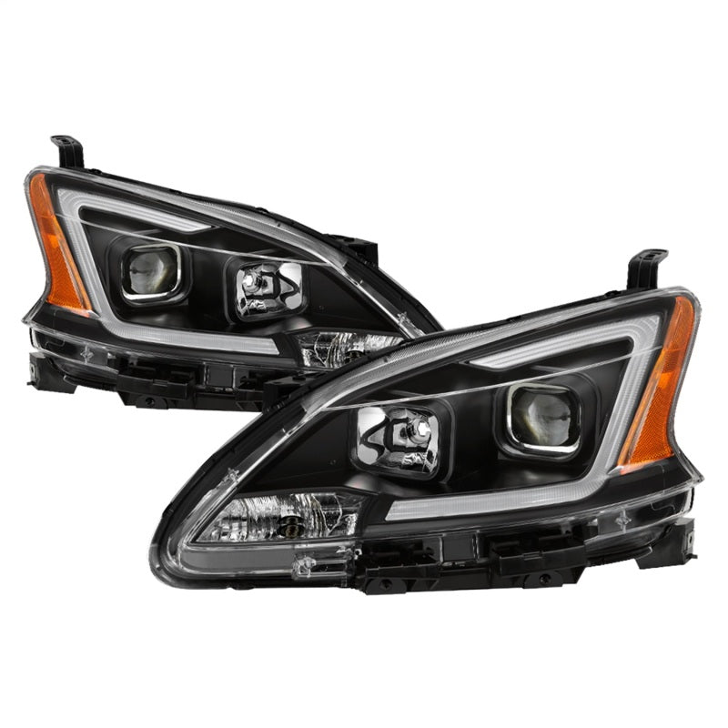 SPYDER xTune 13-15 Nissan Sentra DRL LED Light Bar Halogen Projector Headlights - Black (PRO-JH-NS13-LB-BK) 9042966 9042966 Photo - Primary