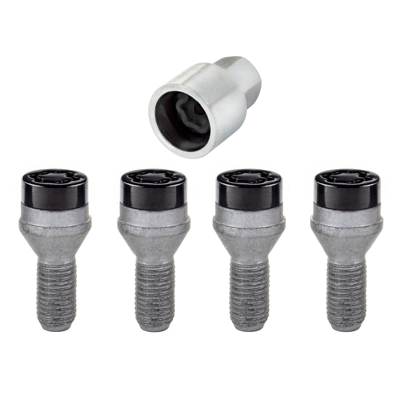 McGard Wheel Lock Bolt Set - 4pk. (Cone Seat) M12X1.25 / 17mm Hex / 22.0mm Shank Length - Black 27316 27316 Photo - Primary