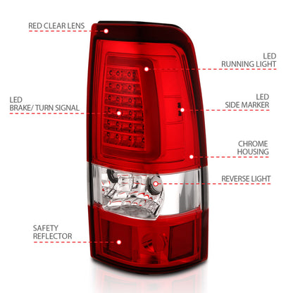 ANZO 1999-2002 Chevy Silverado 1500 LED Taillights Plank Style Chrome With Red/Clear Lens 311332 311332 User 3