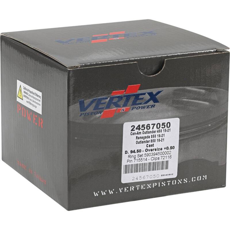 Vertex Pistons Vertex Piston 17-21 Can-Am Outlander 450 4x4 450cc +0.50mm Oversized Cast Replica Piston Kit 24567050 24567050 Photo - Primary