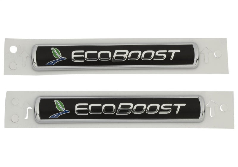 Ford Racing Black/Silver EcoBoost Emblem 3-1/2in x 9/16in - Set of 2 M-1447-EBBLK M-1447-EBBLK Photo - Unmounted