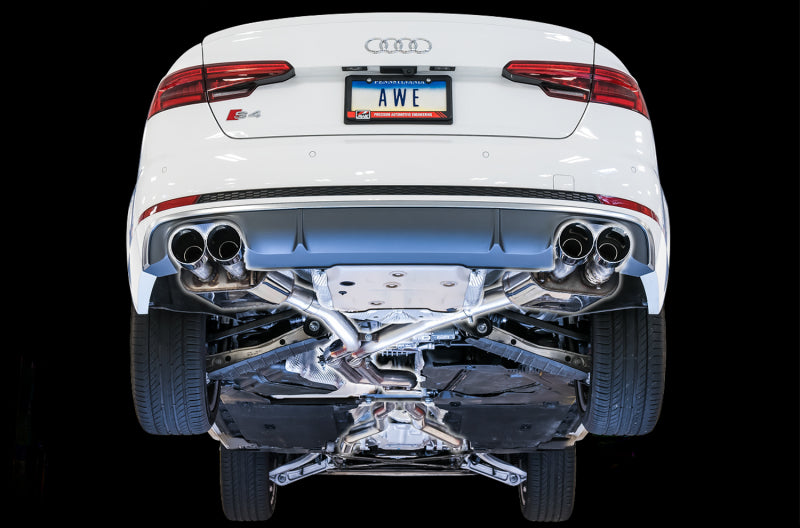 AWE Tuning Audi B9 S4 SwitchPath Exhaust - Non-Resonated (Silver 102mm Tips) 3025-42030 3025-42030 Photo - Mounted