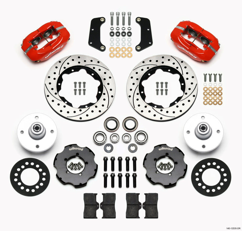 Wilwood Forged Dynalite Front Kit 10.75in Drilled Red 64-65 Mustang 6 Cylinder 4-lug 140-12535-DR 140-12535-DR Photo - Primary