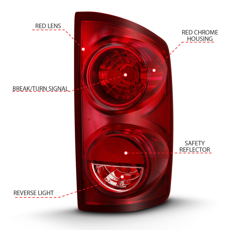 ANZO 2007-2009 Dodge Ram 1500 Tail Light Red Lens (OE) 311309 311309 Photo - Unmounted
