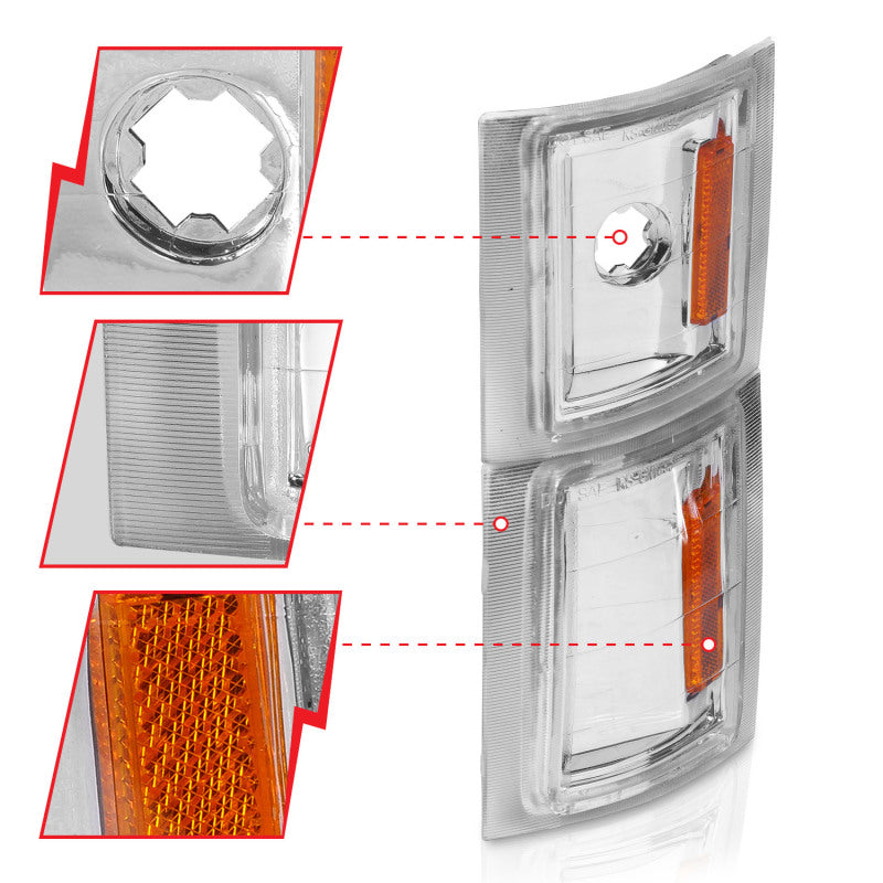 ANZO 1994-1998 Chevrolet Blazer Corner Lights Clear Lens w/ Amber Reflector 521041 521041 Photo - Unmounted