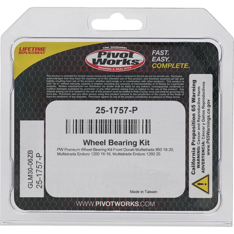 Pivot Works Ducati Wheel Bearing Kit Premium Bearings 25-1757-P 25-1757-P Photo - Primary