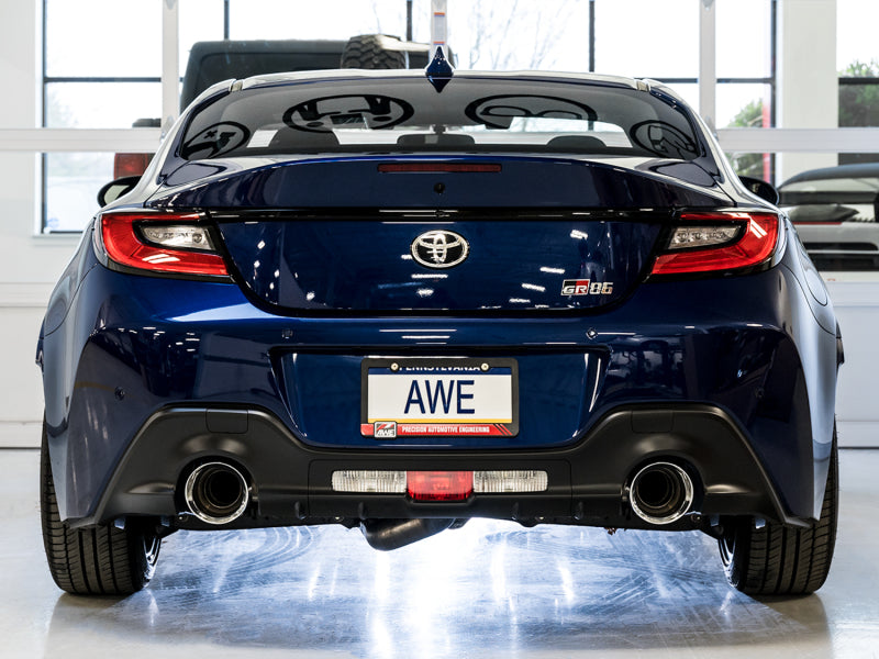 AWE Tuning AWE Subaru BRZ/ Toyota GR86/ Toyota 86 Track Edition Cat-Back Exhaust- Chrome Silver Tips 3020-32279 3020-32279 Photo - Mounted