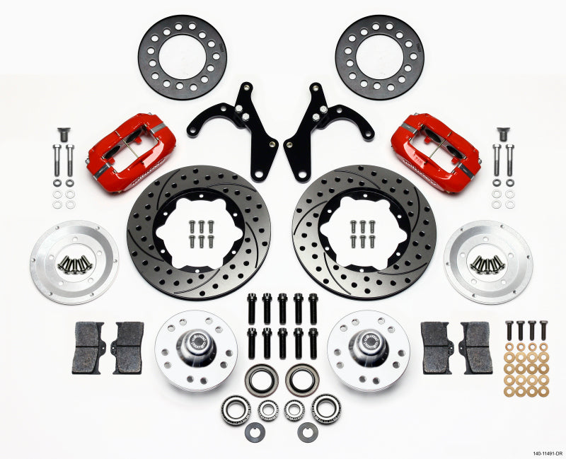 Wilwood Forged Dynalite Front Kit 11.00in Drill-Red 55-57 Chevy 140-11491-DR 140-11491-DR Photo - Primary