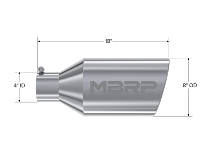 MBRP Tip 8in O.D. Rolled End 4in Inlet 18in Length MBRT5128 T5128 Photo - Close Up