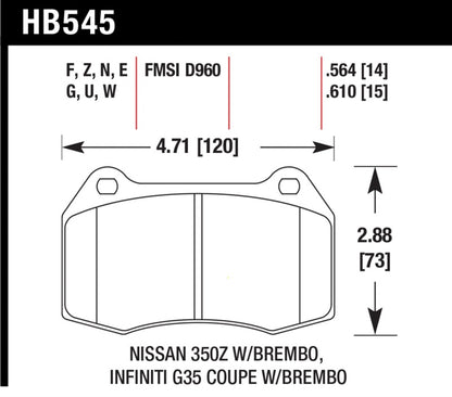 Hawk Performance Hawk 04-09 Infiniti G35 3.5L Base Brembo Brakes OE Incl.Pin Clips Shims Front ER-1 Brake Pads HB545D.564 HB545D.564 Photo - Primary