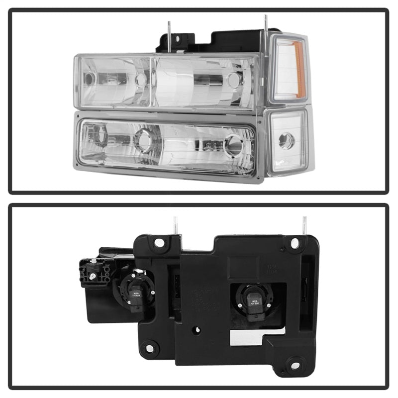 SPYDER Xtune Chevy Suburban 94-98 Headlights w/ Corner & Parking Lights 8pcs Chrome HD-JH-CCK88-AM-C-SET 5069535 5069535 Photo - Unmounted