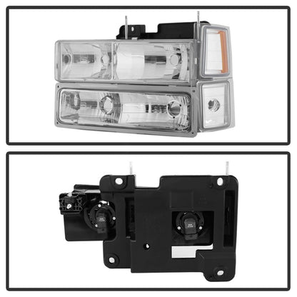 SPYDER Xtune Chevy Suburban 94-98 Headlights w/ Corner & Parking Lights 8pcs Chrome HD-JH-CCK88-AM-C-SET 5069535 5069535 Photo - Unmounted