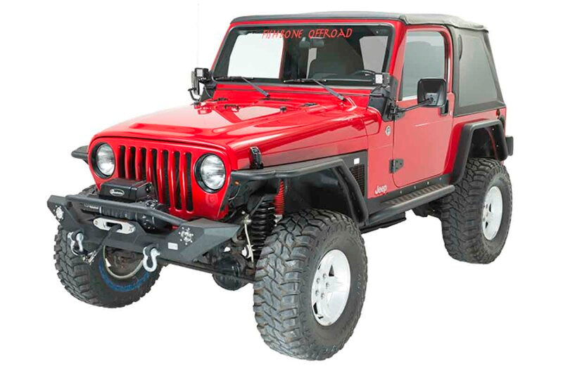 Fishbone Offroad 87-06 Jeep TJ/YJ Wrangler TJ/YJ Steel Front Bumper W/LEDs - Blk Textured Powercoat FB22016 FB22016 Photo - lifestyle view