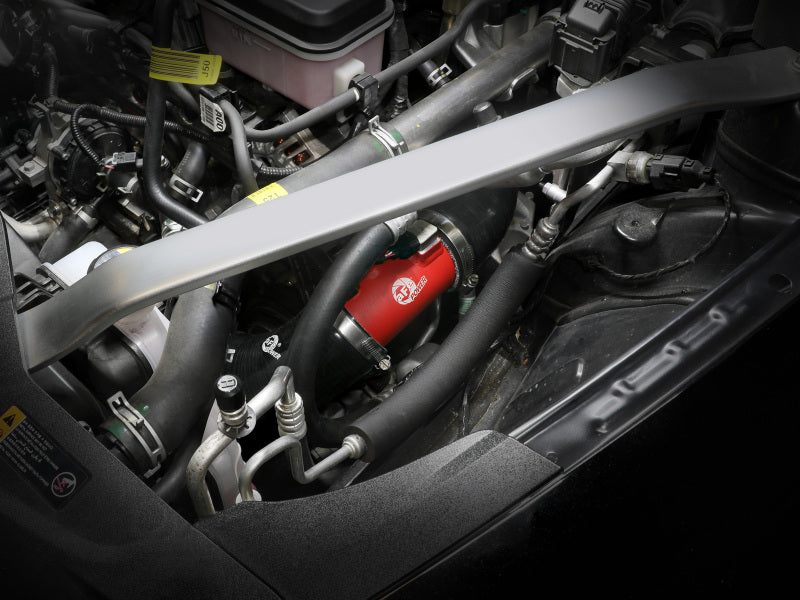 aFe BladeRunner 22-23 Kia Stinger L4-2.5L (t) Aluminum Hot and Cold Charge Pipe Kit - Red 46-20694-R 46-20694-R Photo - Mounted