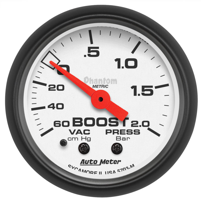 Autometer Phantom 2-1/16in 60CM/HG - 2.0 Bar - Mechanical Gauge 5703-M 5703-M Photo - Primary