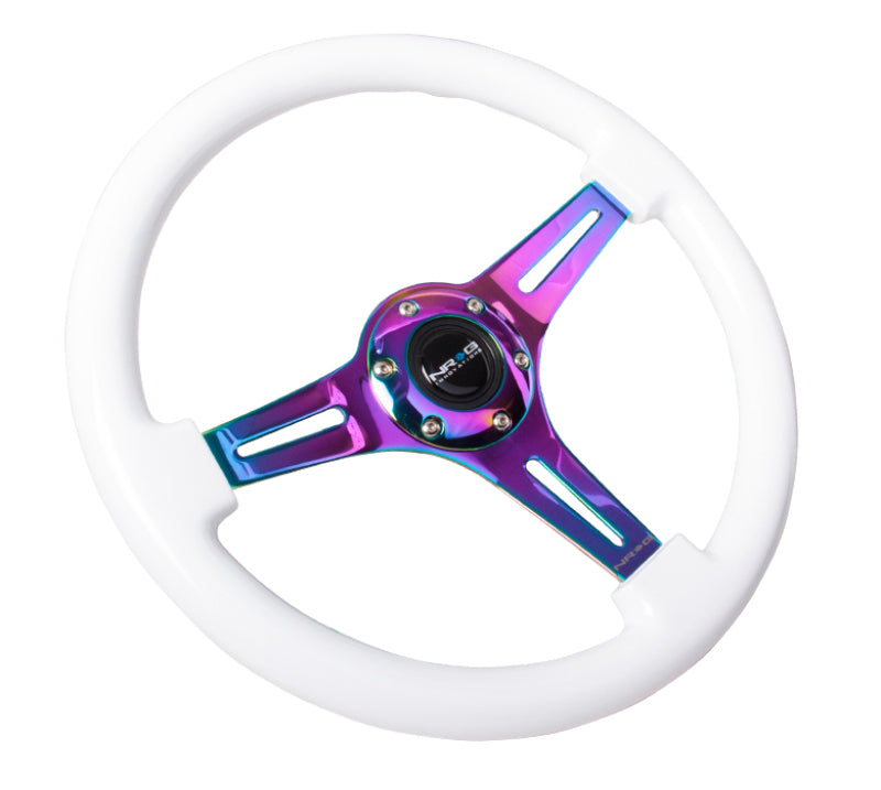 NRG Classic Wood Grain Wheel - 350mm 3 Neochromw Spokes-White Paint Grip ST-015MC-WT Photo - Primary