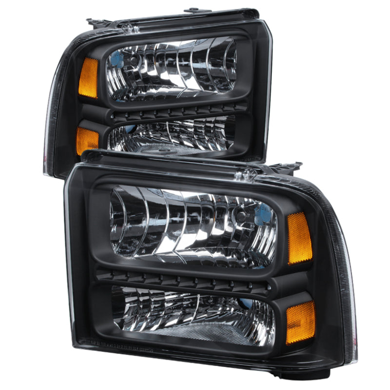 SPYDER Xtune Ford F250/350/450 Super Duty 05-07 Crystal Headlights w/ LED Black HD-JH-FS05-LED-BK 9026966 9026966 Photo - Primary