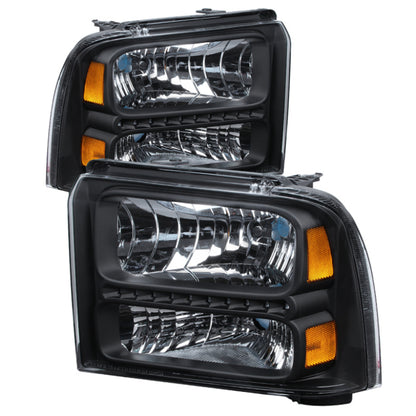SPYDER Xtune Ford F250/350/450 Super Duty 05-07 Crystal Headlights w/ LED Black HD-JH-FS05-LED-BK 9026966 9026966 Photo - Primary