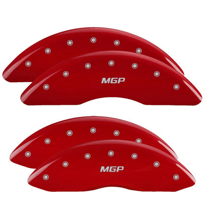 MGP 4 Caliper Covers Engraved Front & Rear  Red Finish Silver 55002SMGPRD Photo - Primary
