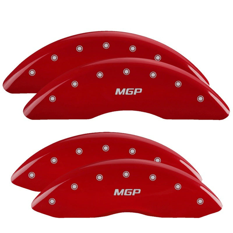 MGP 4 Caliper Covers Engraved Front & Rear  Red Finish Silver 55002SMGPRD Photo - Primary