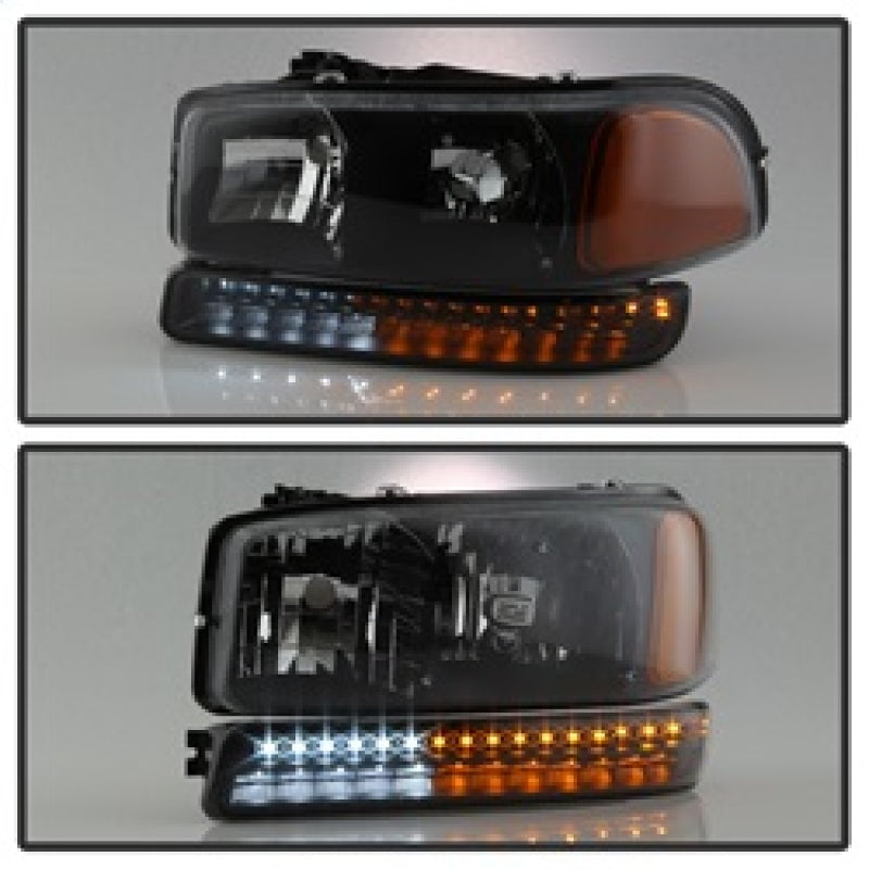SPYDER xTune GMC Sierra 99-06 /Yukon 00-06 Headlights & LED Bumper Lights - Black HD-JH-GS99-LED-SET-BK 9037399 9037399 Photo - Unmounted