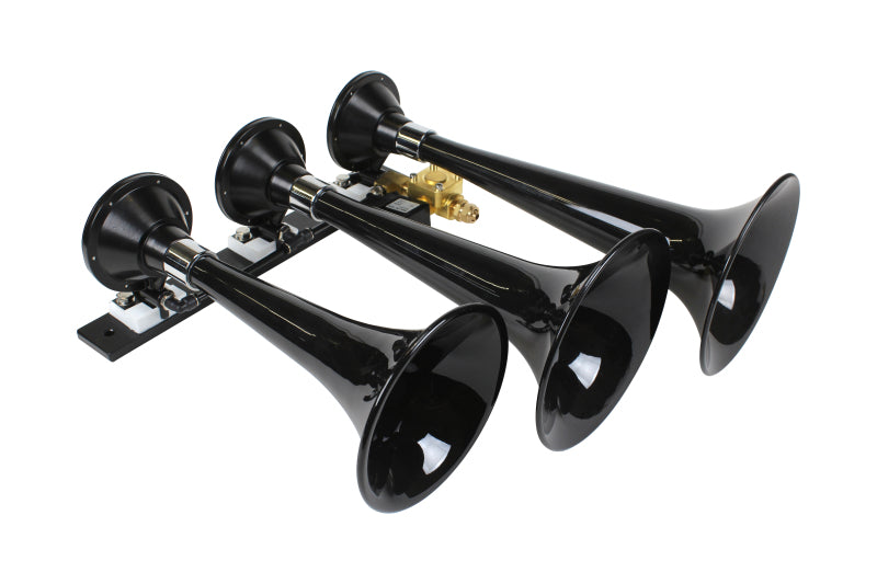 Kleinn Air Horns Kleinn Black Triple Horn/ 15In/13In/11In - High Impact ABS Trumpet/ Zinc Alloy Base 230 230 Photo - Primary