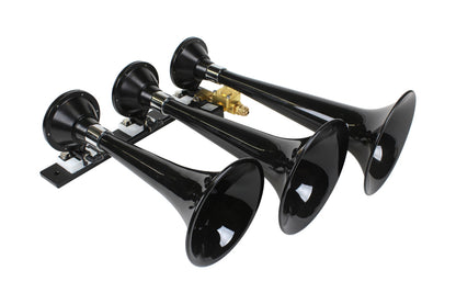 Kleinn Air Horns Kleinn Black Triple Horn/ 15In/13In/11In - High Impact ABS Trumpet/ Zinc Alloy Base 230 230 Photo - Primary