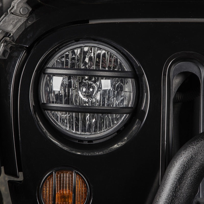 Rugged Ridge Elite Euro Guard Kit,Pivotal,Headlight,Black;07-18 Wrangler JK/JKU 11230.13 Photo - Mounted