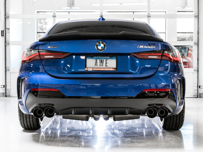 AWE Tuning 2019+ BMW M340i (G20) Resonated Touring Edition Exhaust - Quad Diamond Black Tips 3015-43158 3015-43158 Photo - Mounted