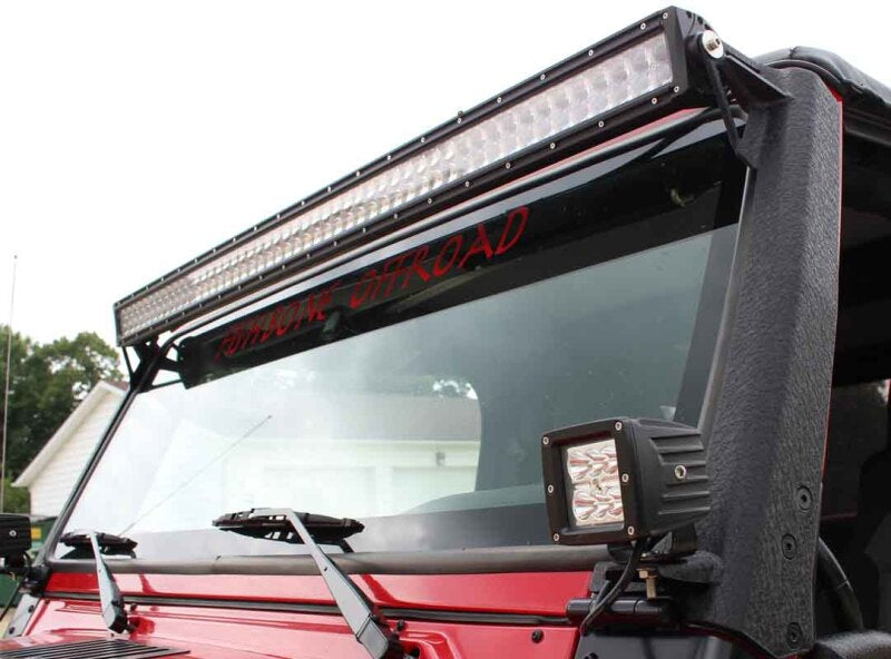 Fishbone Offroad 97-06 Jeep Wrangler TJ 52In Light Bar Bracket - Black Textured Powdercoat FB21057 FB21057 Photo - lifestyle view