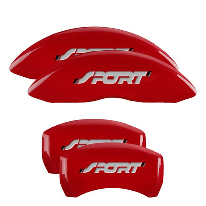 MGP Caliper Covers (set of 4), Engraved Front & Rear No bolts/Sport Red 10229SSP1RD Photo - Primary