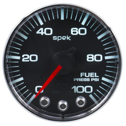 Autometer Spek-Pro Gauge Fuel Press 2 1/16in 100psi Stepper Motor W/Peak & Warn Blk/Chrm P314318 P314318 User 1