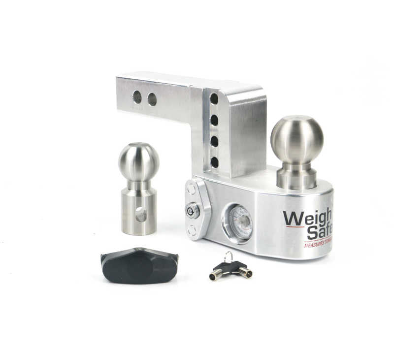 Weigh Safe 4in Drop Hitch w/Built-In Scale & 2in Shank (10K/12.5K GTWR) - Aluminum WS4-2