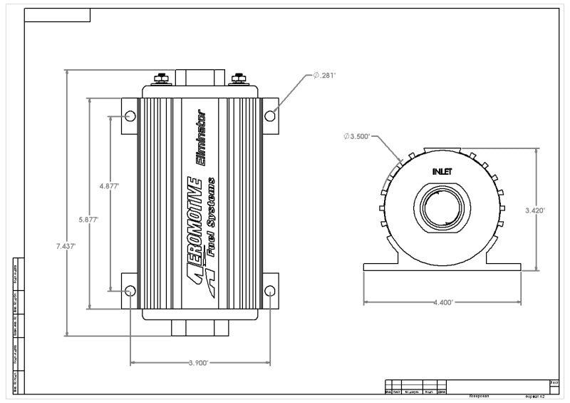 Aeromotive Eliminator Fuel Pump 11104 Technical Drawing