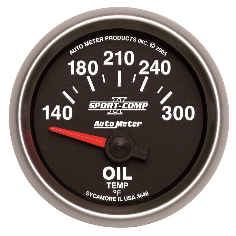 Autometer Gauge, Oil Temp, 2 1/16", 140-300 Deg. F, Electric, Sport-Comp II 3648 Photo - Primary