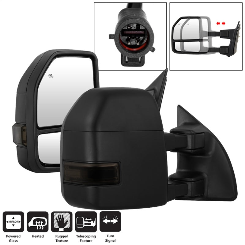 SPYDER xTune 99-07 Ford Super Duty Heated LED Signal Power Mirrors - Smk (Pair) (MIR-FDSD99S-G4-PW-SM-SET) 9943102 9943102 Photo - Primary