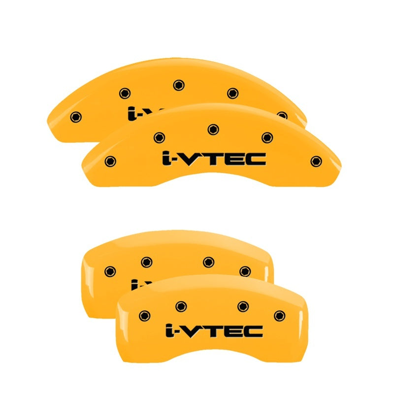 MGP 4 Caliper Covers Engraved Front & Rear i-Vtec Yellow finish black ch 20217SIVTYL 20217SIVTYL Photo - Primary