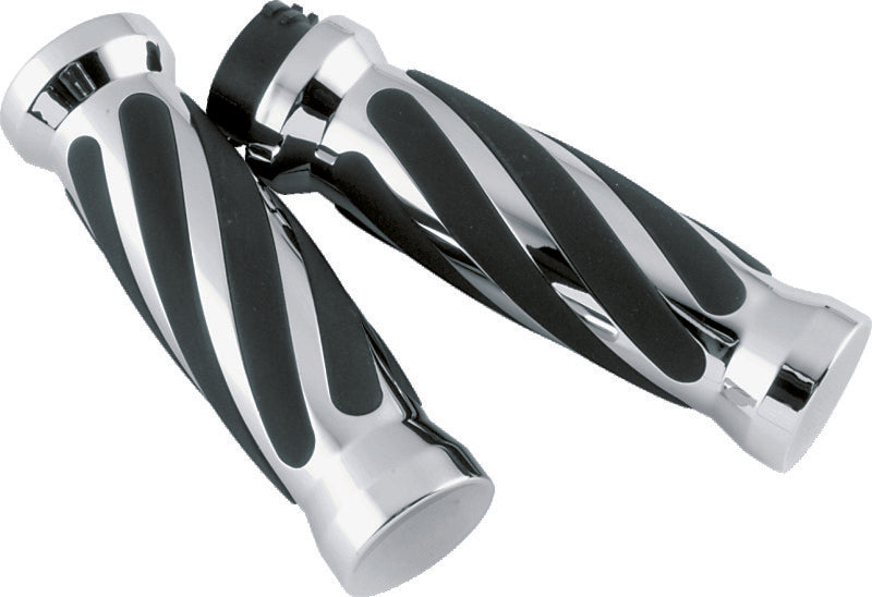 Bikers Choice 81-17 XL & Big Twin Dual Cable Chrome & Black Twisted Grips Pr 498415 498415 Photo - Primary