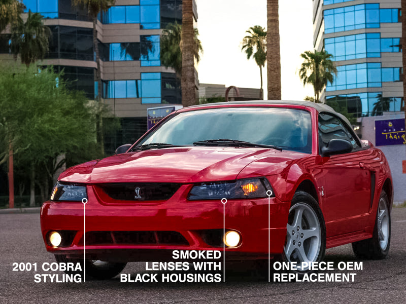 Raxiom 99-04 Ford Mustang Axial Series OE Style Headlights- Black Housing (Smoked Lens) 49110 49110 Photo - Close Up