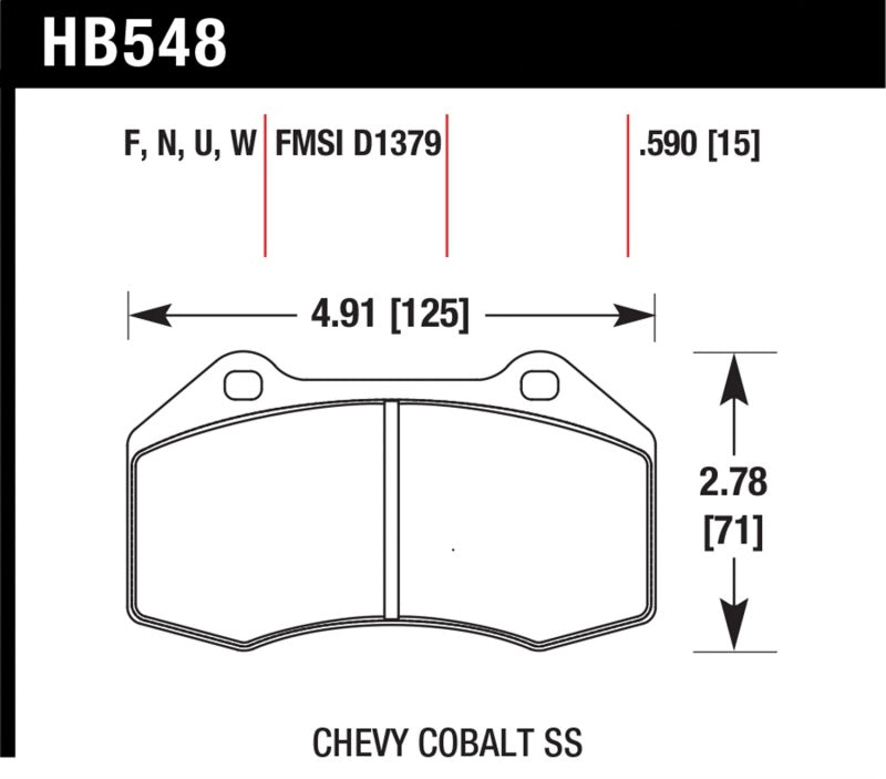 Hawk 08-10 Chevrolet Cobalt / HHR HPS 5.0 Front Brake Pads HB548B.510 HB548B.510 Photo - Primary