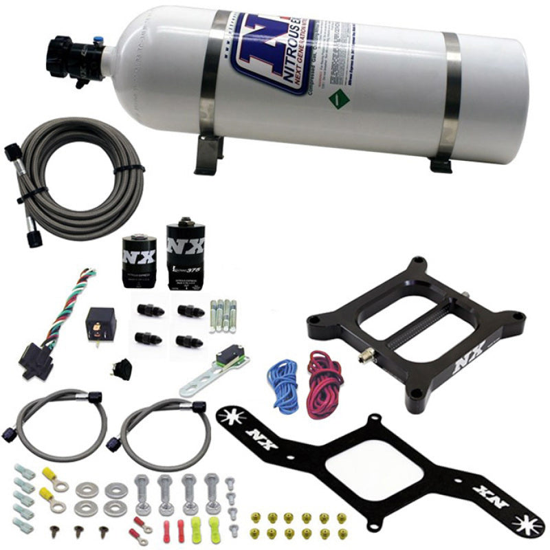Nitrous Express 4150 RNC Conventional Nitrous Plate Kit w/.375in Solenoid w/15lb Bottle 55140-15 55140-15 Photo - Primary