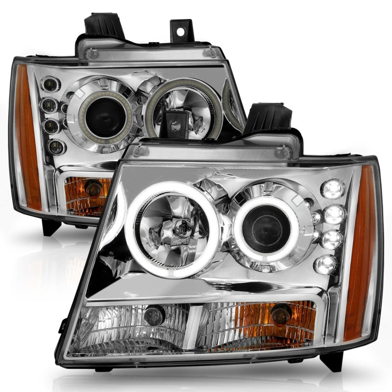Anzo 2007-2013 Chevrolet Avalanche Projector Headlights w/ Halo Chrome 111108 Photo - Unmounted