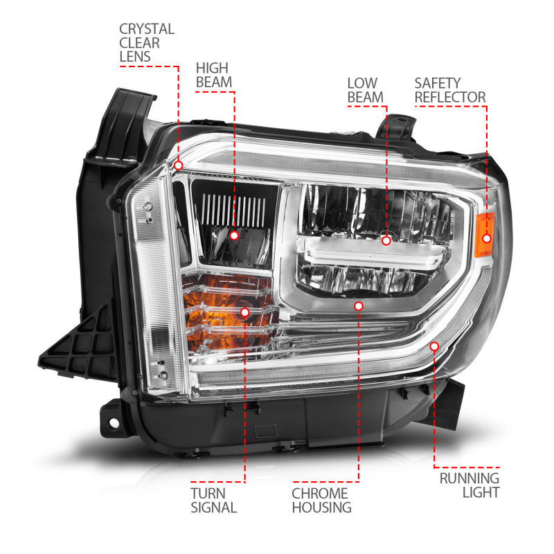 ANZO 2014-2017 Toyota Tundra LED Crystal Headlights w/ Switchback Chrome Housing w/ DRL 111532 111532 Photo - Unmounted