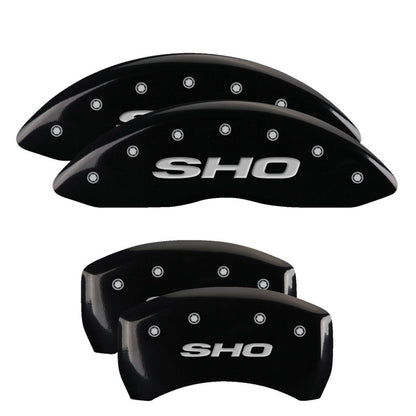 MGP 4 Caliper Covers Engraved Front & Rear SHO Black finish silver ch 10222SSHOBK 10222SSHOBK Photo - Primary