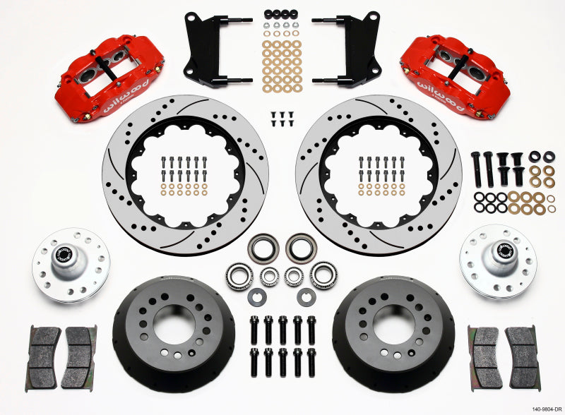 Wilwood FNSL6R Front Hub Kit, 14.00", Drill, Red, 67-69 Camaro, 64-72 Nova 140-9804-DR Photo - Primary