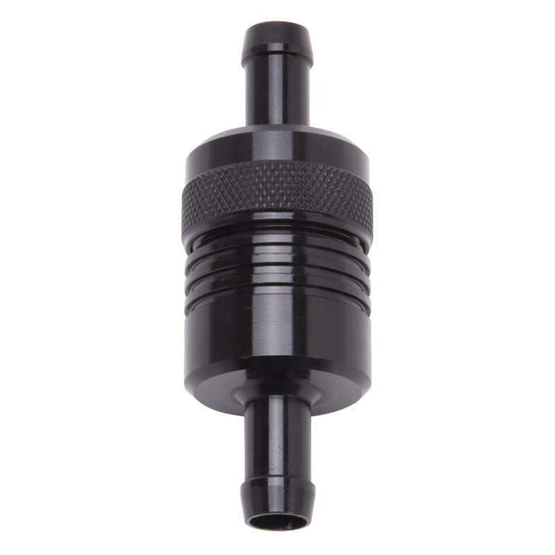 Edelbrock Fuel Filter, Aluminum, 3" x 01/ 1/8", 3/8" Inlet/Outlet, Black 8157 Photo - Primary